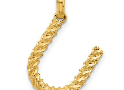 14ky Fancy Twist Initial Letter Pendant Necklace Jewelry Collection (Style D5677U)