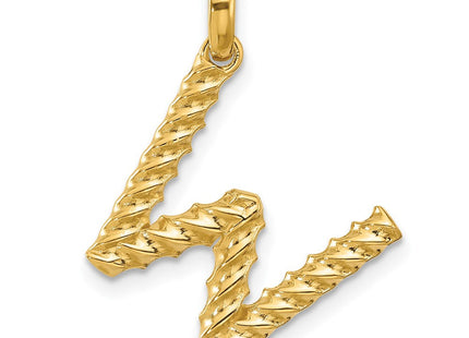 14ky Fancy Twist Initial Letter Pendant Necklace Jewelry Collection (Style D5677W)
