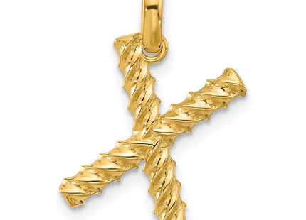 14ky Fancy Twist Initial Letter Pendant Necklace Jewelry Collection (Style D5677X)