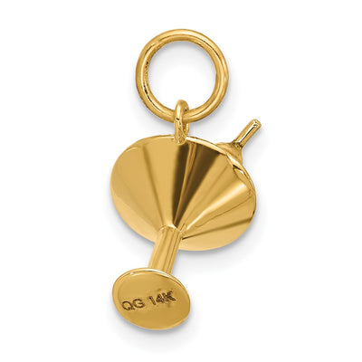 14K Yellow Gold Fancy Martini Glass With Olives