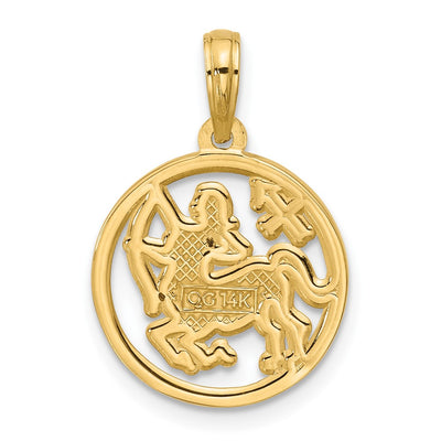 14K Polished Round Sagittarius Pendant