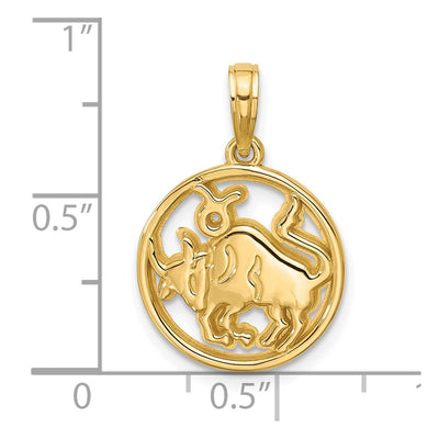 14K Polished Round Taurus Pendant