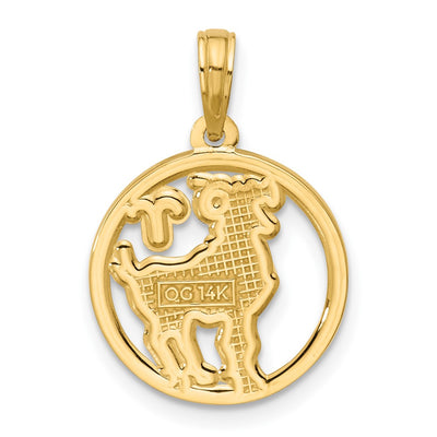 14K Polished Round Aries Pendant