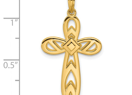 14k Polished Rounded Cross Pendant, 33 x 18mm