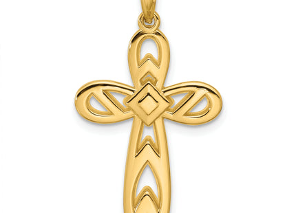 14k Polished Rounded Cross Pendant, 33 x 18mm