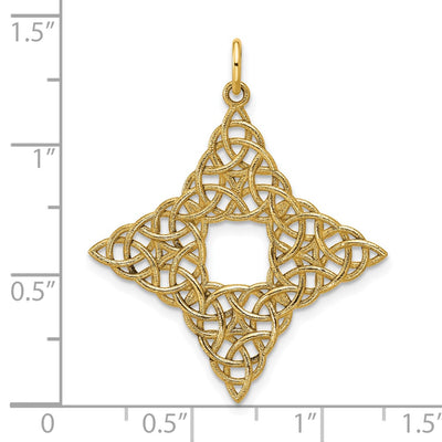 14K Polished Celtic Knot Pendant, 34.86 x 29.47mm