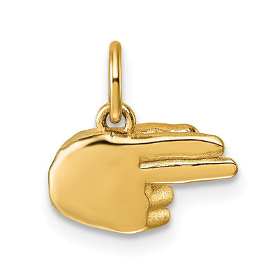14K American Sign Language Alphabet Fingerspelling Sign H Pendant