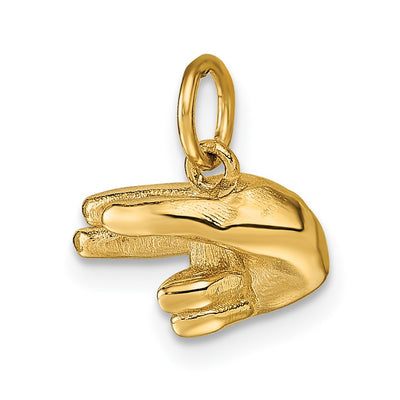 14K American Sign Language Alphabet Fingerspelling Sign H Pendant