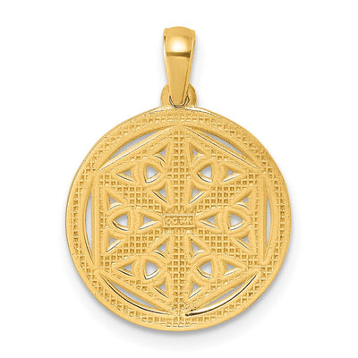 14K Polished Celtic Knot Hexagon Pendant