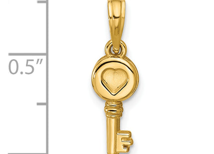 14k Polished Heart Key Pendant, 20 x 6mm