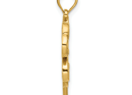 14K Polished Four Leaf Clover Pendant, 29.76 x 16.67mm