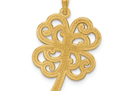 14K Polished Four Leaf Clover Pendant, 29.76 x 16.67mm