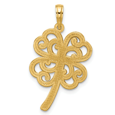 14K Polished Four Leaf Clover Pendant, 29.76 x 16.67mm