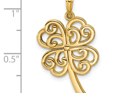 14K Polished Four Leaf Clover Pendant, 29.76 x 16.67mm