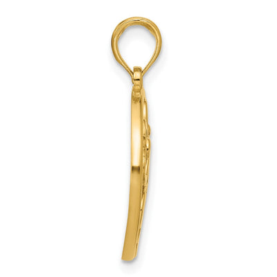 14K Polished Four Leaf Clover Pendant, 25.22 x 17.91mm