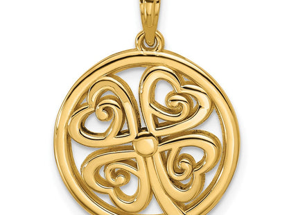 14K Polished Four Leaf Clover Pendant (Style D5845)