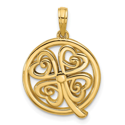 14K gold clover pendant