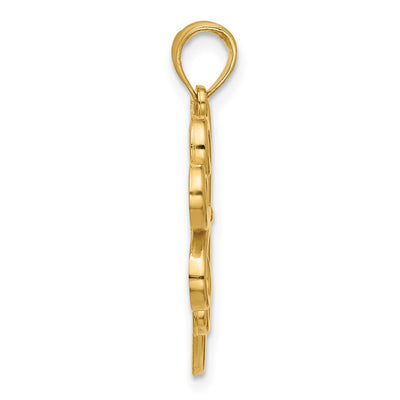 14K Polished Four Leaf Clover Pendant, 25.9 x 17.32mm