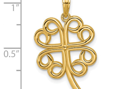 14K gold clover pendant, further view