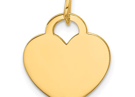 14K Polished Heart Shaped Disc Pendant (Style D591)