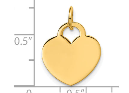 14K Polished Heart Shaped Disc Pendant (Style D591)