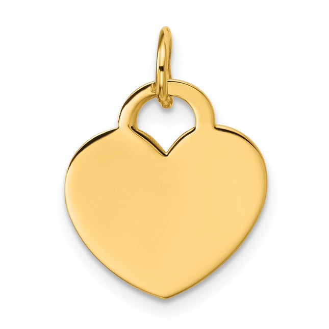 14K Polished Heart Shaped Disc Pendant, 21 x 15mm