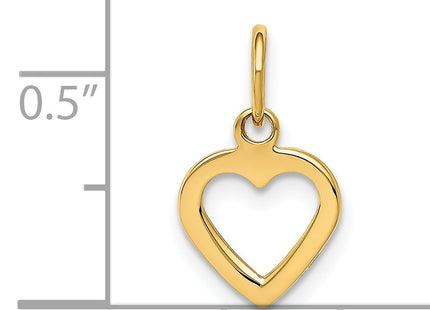 14K Polished Cut-out Heart Pendant, 15 x 9mm