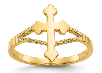 14k Polished Cross Ring
