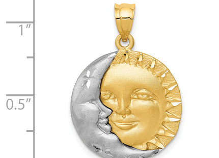 14k Two-tone Sun and Moon Charm, 28 x 20mm