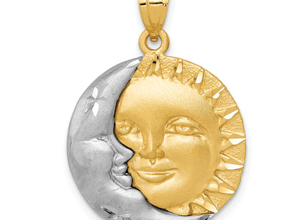 14k Two-tone Sun and Moon Charm, 28 x 20mm
