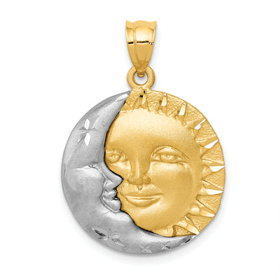 14K Two-tone Sun and Moon Charm, 28 x 20mm