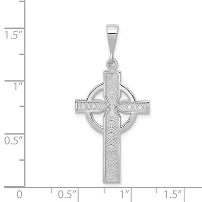 14K White Gold Celtic Cross Charm, 38 x 11mm