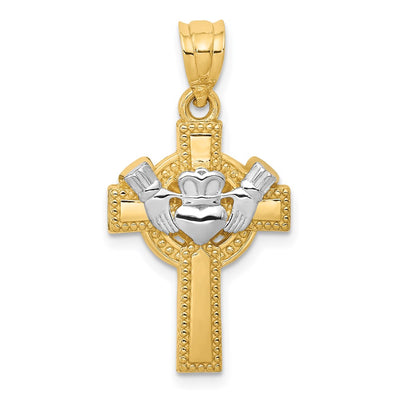 14K yellow gold claddagh pendant