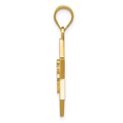 14K Solid Polish Chai in Star of David Charm