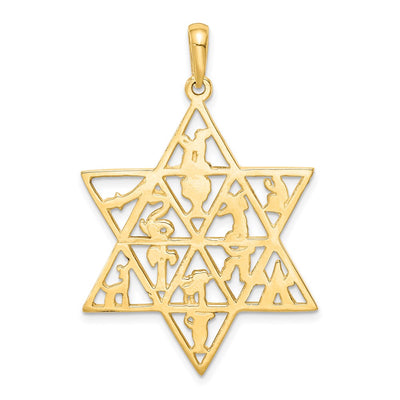 14K Star Of David 12 Tribes Pendant