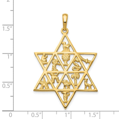 14K Star Of David 12 Tribes Pendant