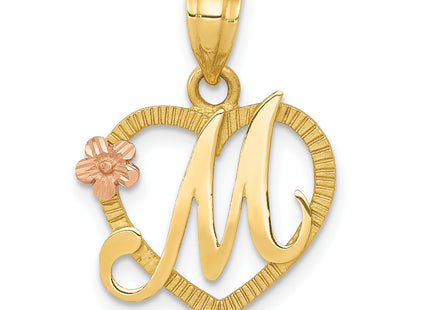 14k Two-Tone Heart Letter Initial Pendant