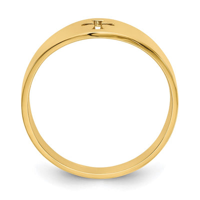 14K Polished Cut-out Cross Ring