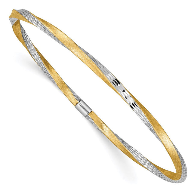 14k Polished Hinged Oval Bangle Bracelet, 7 x 2mm