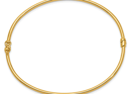 14k Polished Hinged Oval Bangle Bracelet, 7 x 2mm