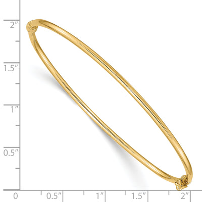 14K Polished Hinged Oval Bangle Bracelet, 7 x 2mm