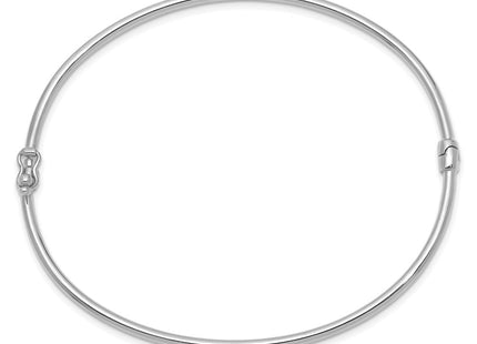 14k White Gold Polished Hinged Oval Bangle Bracelet (Style DB495W)