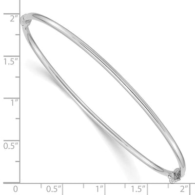 14K White Gold Polished Hinged Oval Bangle Bracelet, 7.00 x 2mm