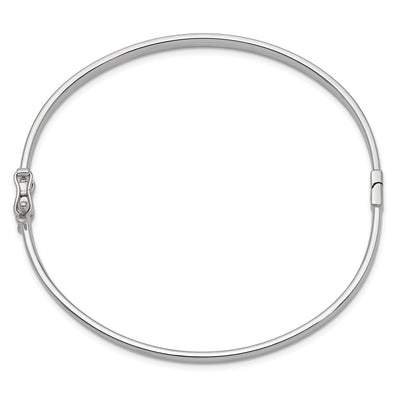 14K White Gold Polished Hinged Oval Bangle Bracelet, 7 x 4mm