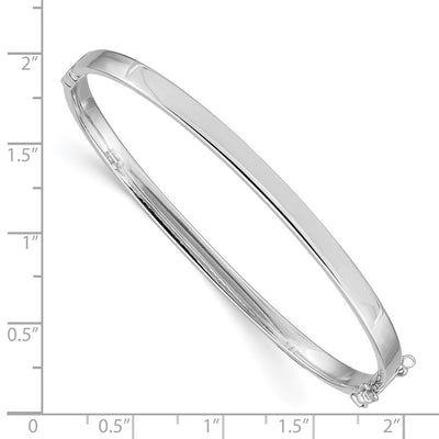 14K White Gold Polished Hinged Oval Bangle Bracelet, 7 x 4mm