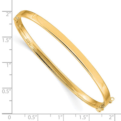 14K Polished Hinged Oval Bangle Bracelet, 7.00 x 4mm