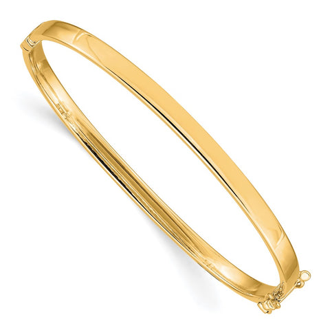 14k Polished Hinged Oval Bangle Bracelet, 7.00 x 4mm