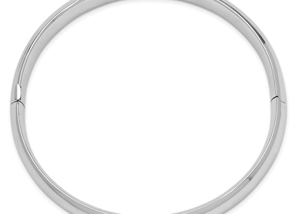 14k White Gold High Polished Hinged Oval Bangle Bracelet, 7.5 x 10mm
