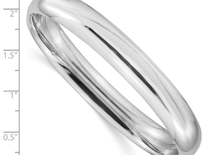 14k White Gold High Polished Hinged Oval Bangle Bracelet, 7.5 x 10mm