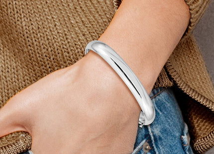 14K white gold oval bangle, further view